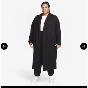 Sportswear Modern Fleece Oversized French Terry Duster - Black Size 1X